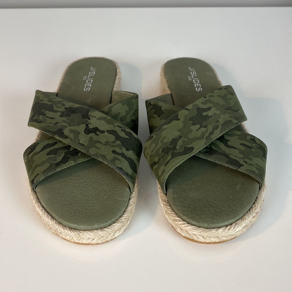 J Slides Olive Camo Crisscross Sandals